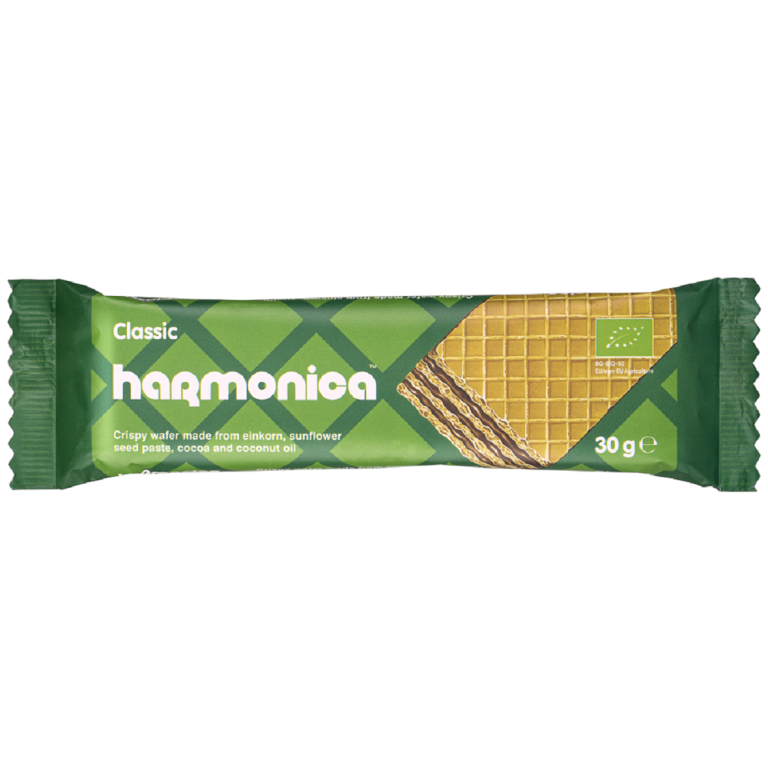 WAFELEK Z SAMOPSZY Z KREMEM MLECZNO - KAKAOWYM BIO 30 g - HARMONICA