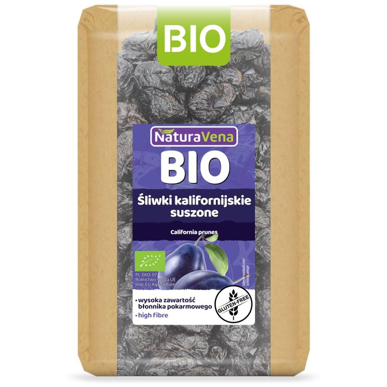 ŚLIWKI KALIFORNIJSKIE SUSZONE BEZGLUTENOWE BIO 400 g - NATURAVENA