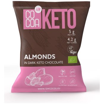 MIGDAŁY W CZEKOLADZIE KETO Z OLEJEM MCT BEZ DODATKU CUKRÓW BEZGLUTENOWE BIO 70 g - COCOA