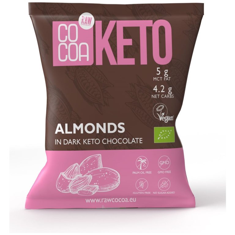 MIGDAŁY W CZEKOLADZIE KETO Z OLEJEM MCT BEZ DODATKU CUKRÓW BEZGLUTENOWE BIO 70 g - COCOA