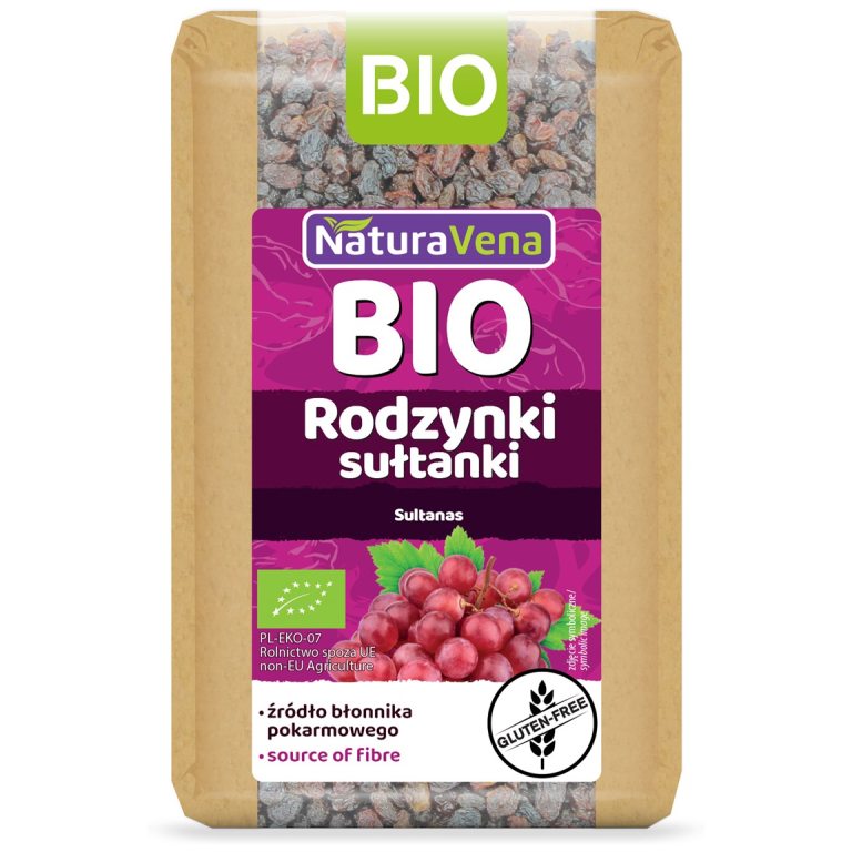 RODZYNKI SUŁTANKI BEZGLUTENOWE BIO 400 g - NATURAVENA