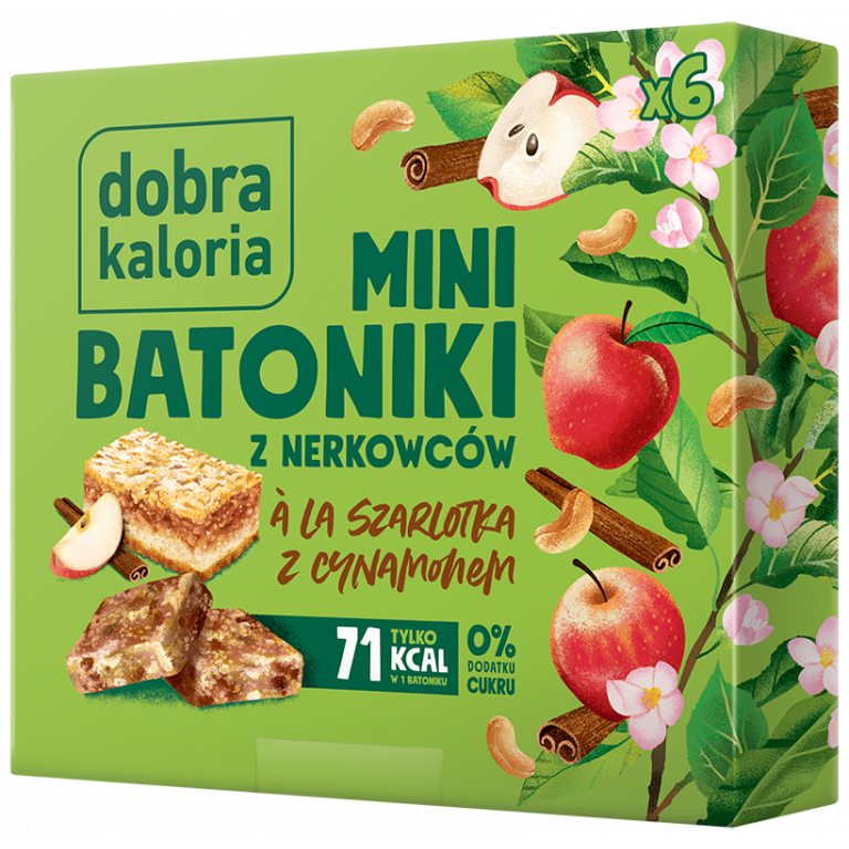 BATONIKI MINI Z NERKOWCÓW A'LA SZARLOTKA Z CYNAMONEM (6 x 17 g) 102 g - DOBRA KALORIA