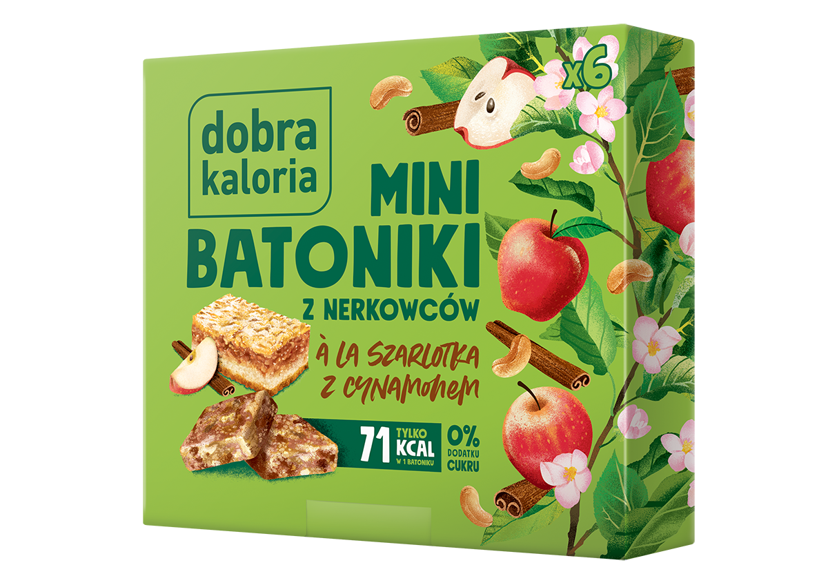 BATONIKI MINI Z NERKOWCÓW A'LA SZARLOTKA Z CYNAMONEM (6 x 17 g) 102 g - DOBRA KALORIA