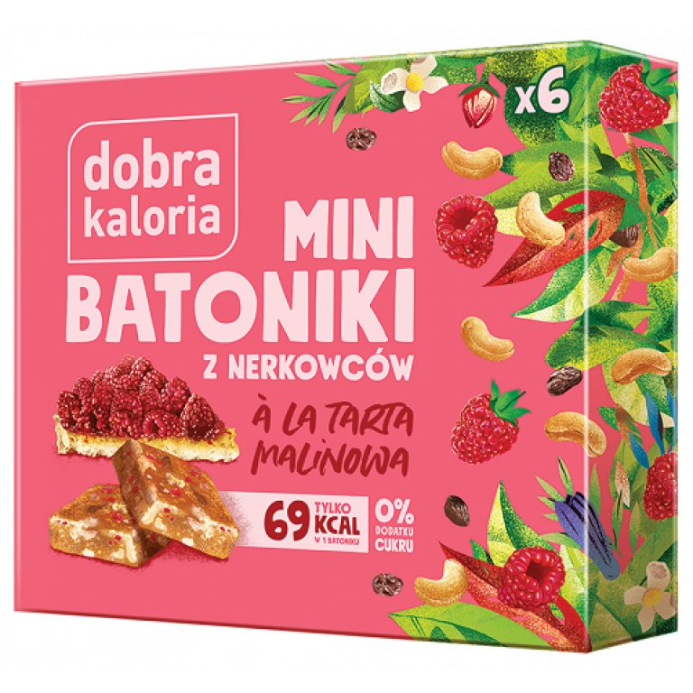 BATONIKI MINI Z NERKOWCÓW A'LA TARTA MALINOWA (6 x 17 g) 102 g - DOBRA KALORIA