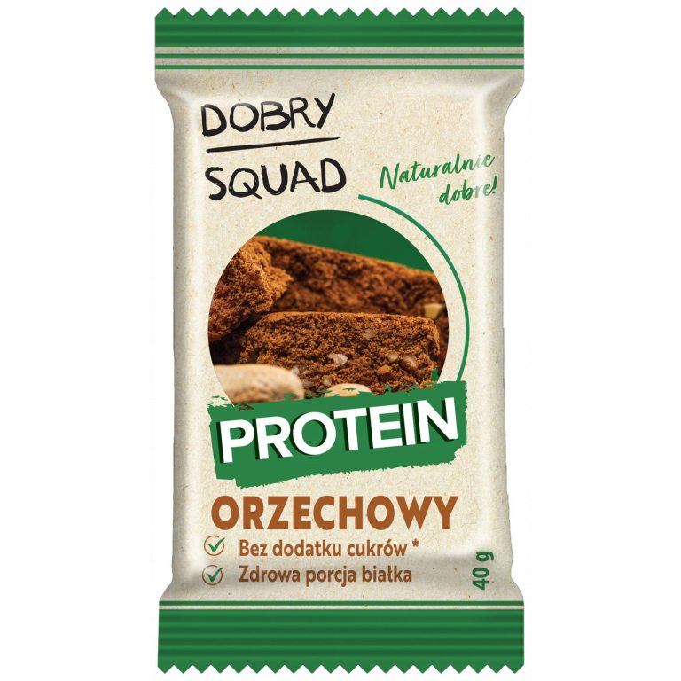 CIASTKO PROTEINOWE ORZECHOWE BEZ DODATKU CUKRU BEZGLUTENOWE 40 g - DOBRY SQUAD