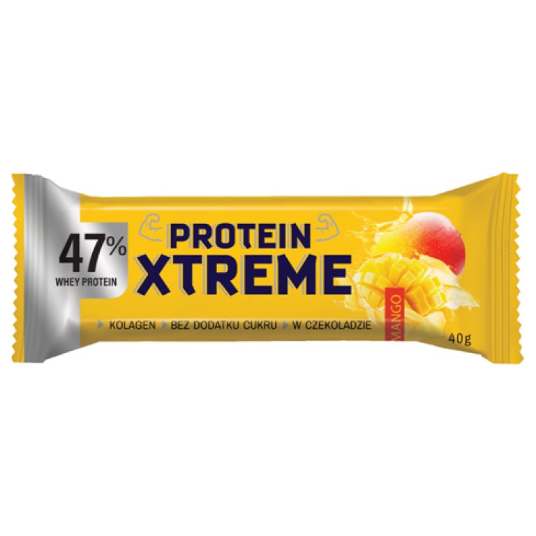 BATON PROTEINOWY XTREME Z MANGO W CZEKOLADZIE MLECZNEJ BEZ DODATKU CUKRU 40 g - DOBRY SQUAD