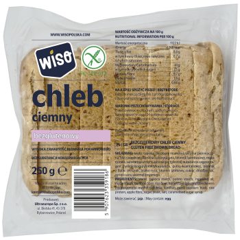 CHLEB CIEMNY KROJONY BEZGLUTENOWY 250 g - WISO