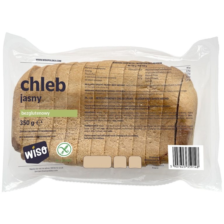 CHLEB JASNY KROJONY BEZGLUTENOWY 350 g - WISO