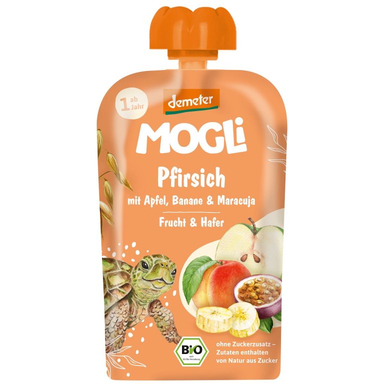 MUS JABŁKO - BRZOSKWINIA - BANAN - MARAKUJA - OWIES BEZ DODATKU CUKRÓW OD 1 ROKU DEMETER BIO 100 g - MOGLI