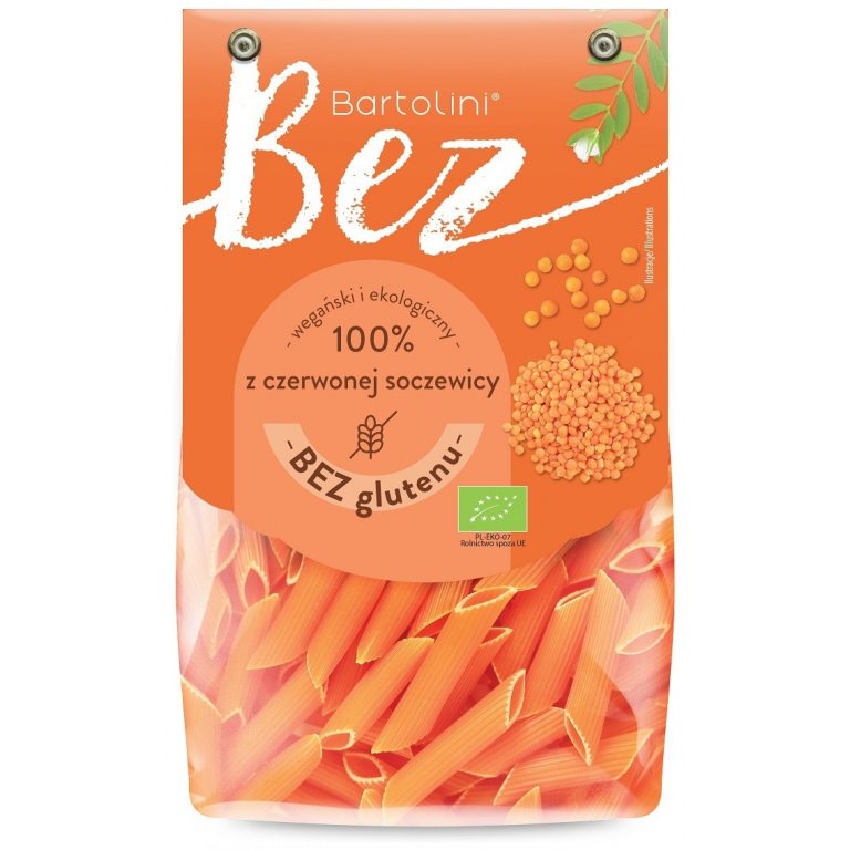 MAKARON PROTEINOWY (Z SOCZEWICY CZERWONEJ) PENNE BEZGLUTENOWY BIO 250 g - BARTOLINI