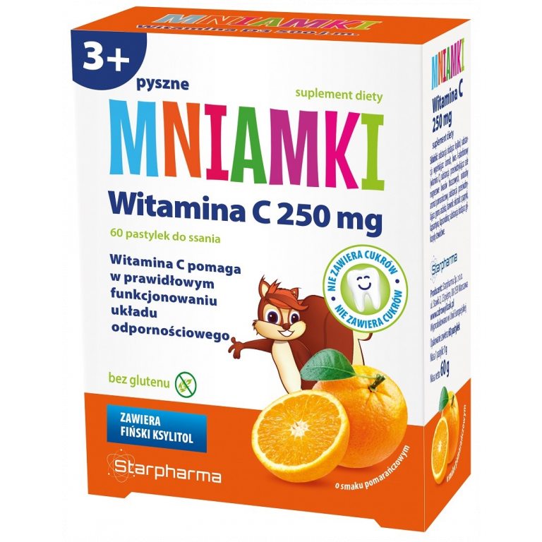 PASTYLKI Z WITAMINĄ C DO SSANIA BEZ CUKRU BEZGLUTENOWE 60 szt. - STARPHARMA (MNIAMKI)