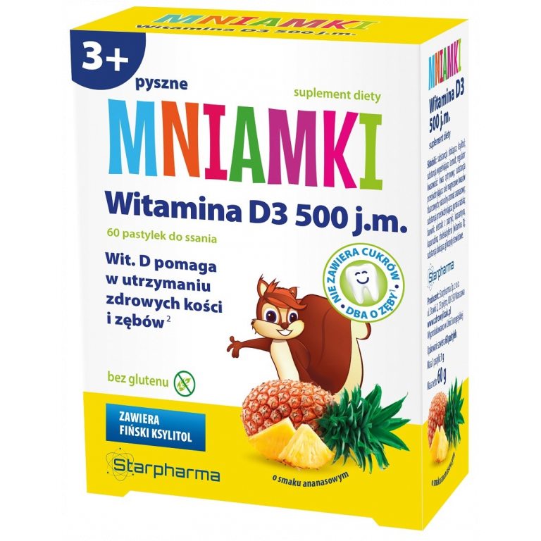 PASTYLKI Z WITAMINĄ D3 DO SSANIA BEZ CUKRU BEZGLUTENOWE 60 szt. - STARPHARMA (MNIAMKI)