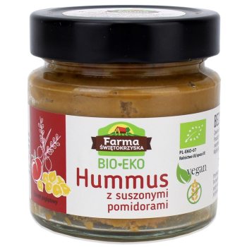 HUMMUS Z SUSZONYMI POMIDORAMI BEZGLUTENOWY BIO 160 g  - FARMA ŚWIĘTOKRZYSKA