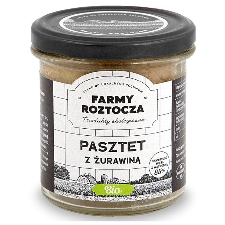 PASZTET DROBIOWO - WIEPRZOWY Z ŻURAWINĄ BIO 180 g (SŁOIK) - FARMY ROZTOCZA