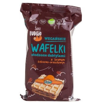 WAFELKI Z KREMEM KAKAOWO - ORZECHOWYM SŁODZONE DAKTYLAMI BIO (4 szt.) 120 g - ME GUSTO (SUPER FUDGIO)