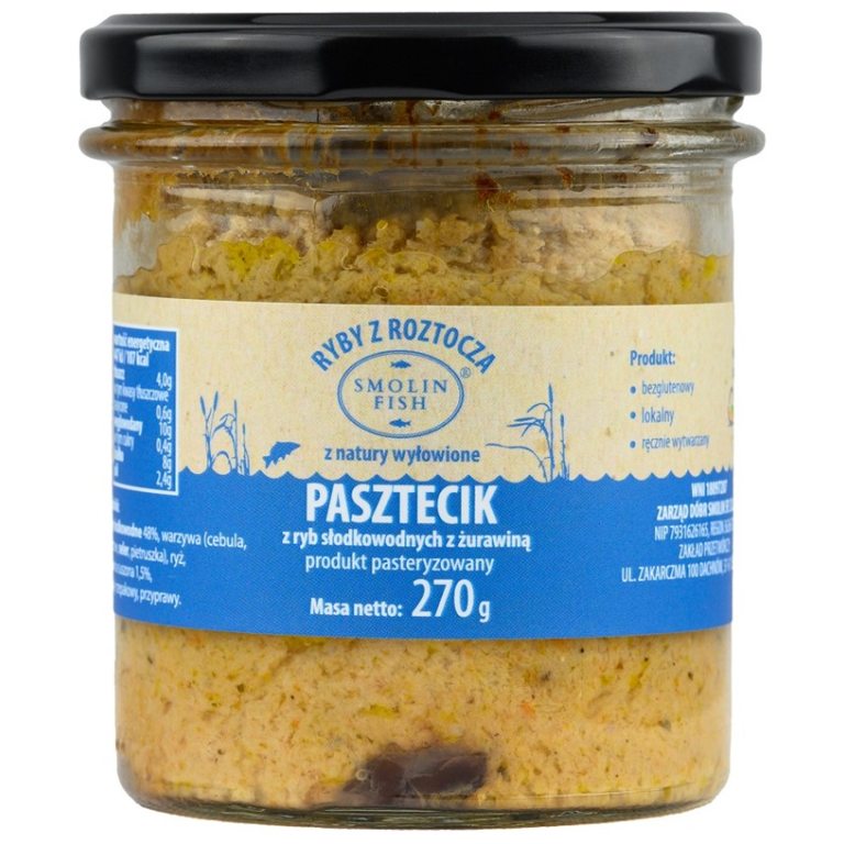 PASZTECIK Z RYB SŁODKOWODNYCH Z ŻURAWINĄ BEZGLUTENOWY 270 g - SMOLIN FISH