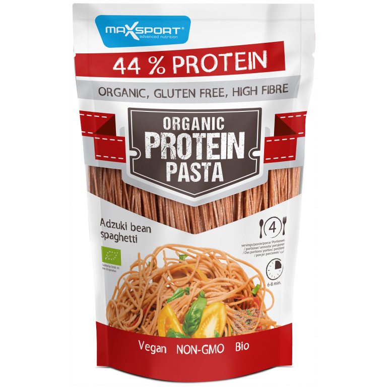 MAKARON PROTEINOWY (Z SOI I FASOLI CZERWONEJ ADZUKI) SPAGHETTI BEZGLUTENOWY BIO 200 g - MAXSPORT