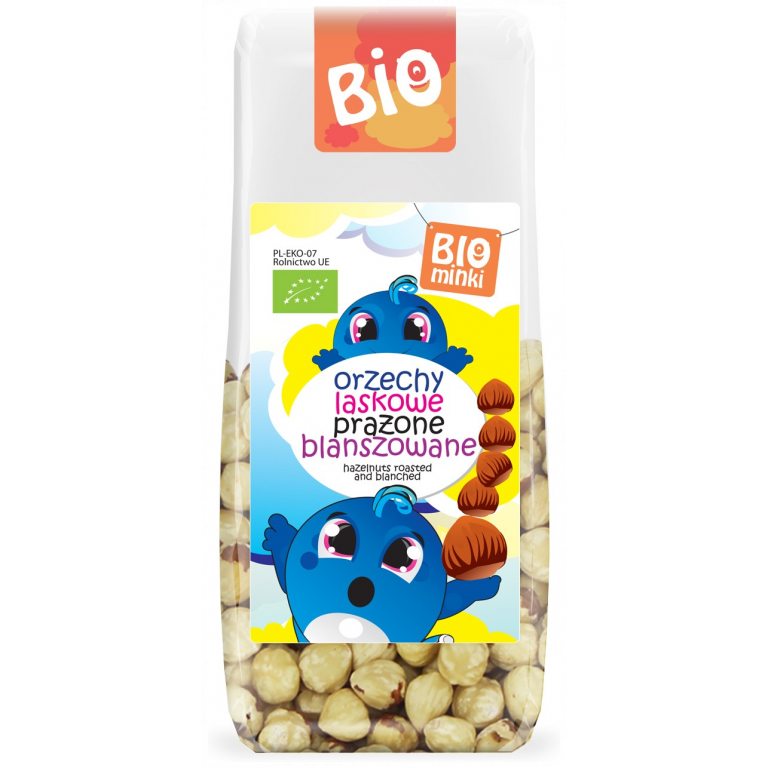 ORZECHY LASKOWE BLANSZOWANE PRAŻONE BIO 100 g - BIOMINKI