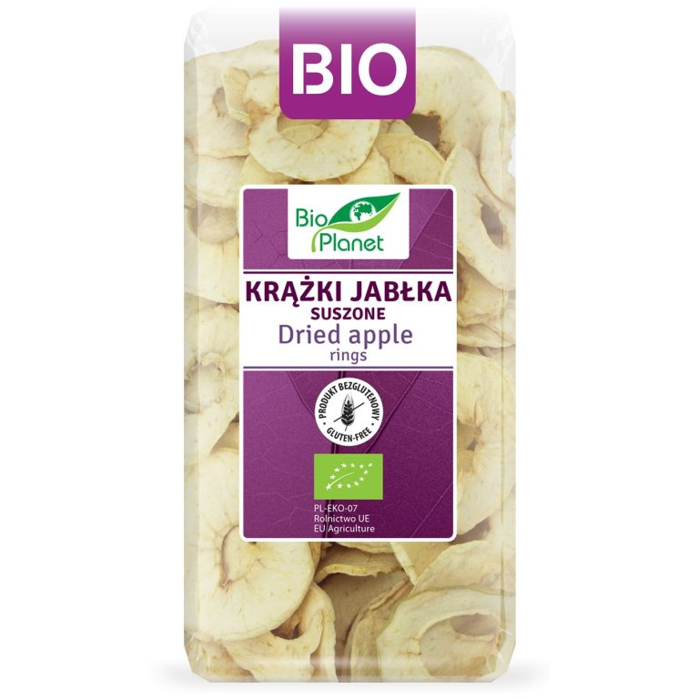 JABŁKA SUSZONE KRĄŻKI BEZGLUTENOWE BIO 100 g - BIO PLANET