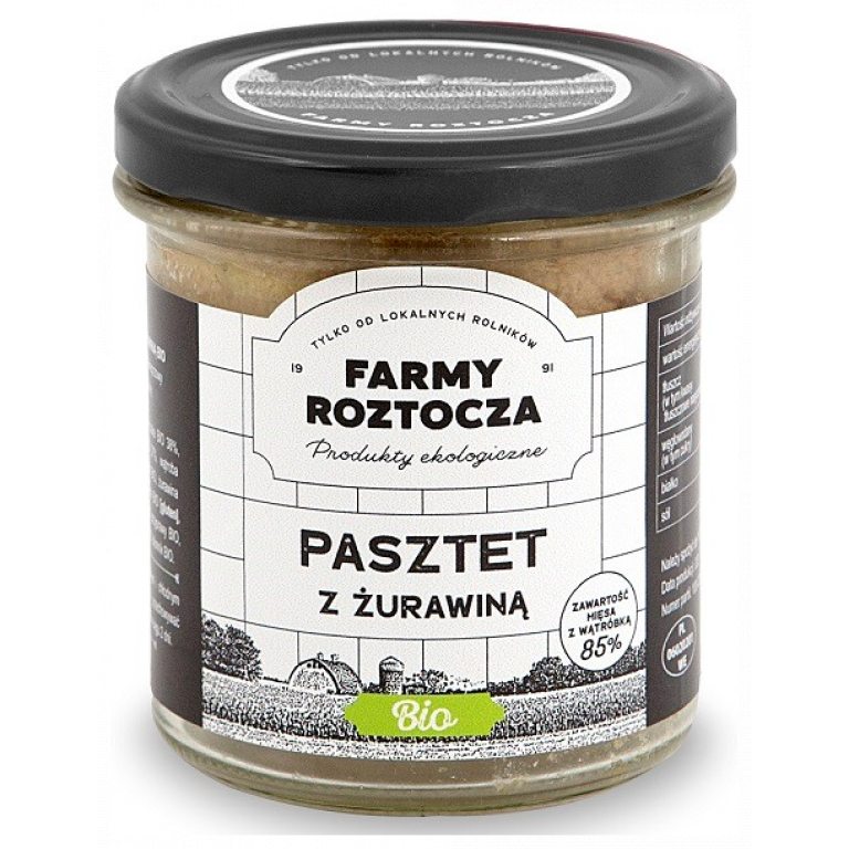 PASZTET DROBIOWO - WIEPRZOWY Z ŻURAWINĄ BIO 180 g (SŁOIK) - FARMY ROZTOCZA