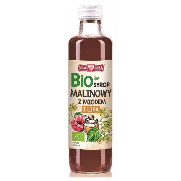 SYROP MALINOWY Z MIODEM I LIPĄ BIO 250 ml - POLSKA RÓŻA