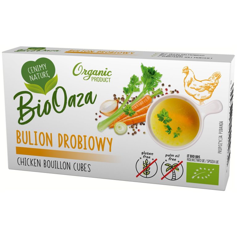 BULION - KOSTKI DROBIOWE BEZ DODATKU CUKRÓW BEZGLUTENOWE BIO (6 x 11 g) 66 g - BIOOAZA