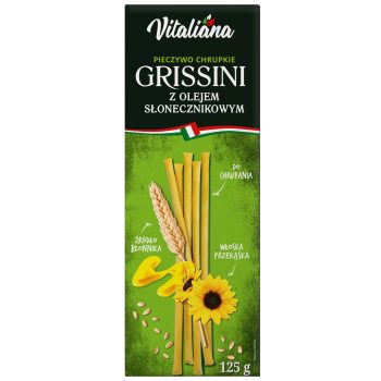 PALUSZKI GRISSINI Z OLEJEM SŁONECZNIKOWYM 125 g - VITALIANA
