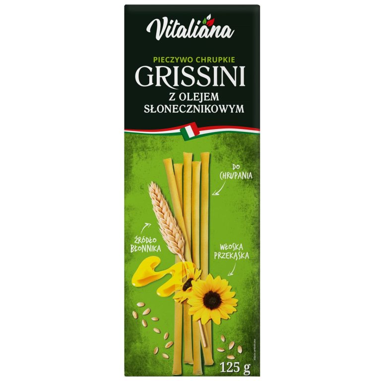 PALUSZKI GRISSINI Z OLEJEM SŁONECZNIKOWYM 125 g - VITALIANA