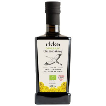 OLEJ RZEPAKOWY TŁOCZONY NA ZIMNO OMEGA-3 BIO 500 ml - EKKO (PREMIUM)