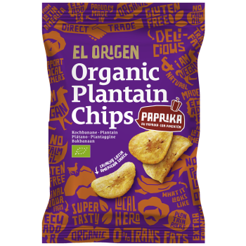 CHIPSY Z PLANTANA PAPRYKOWE BEZGLUTENOWE BIO 80 g - EL ORIGEN