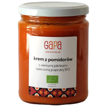 KREM Z POMIDORÓW Z PIECZONĄ PAPRYKĄ I WINNYMI JABŁKAMI BIO 450 g - GAPA