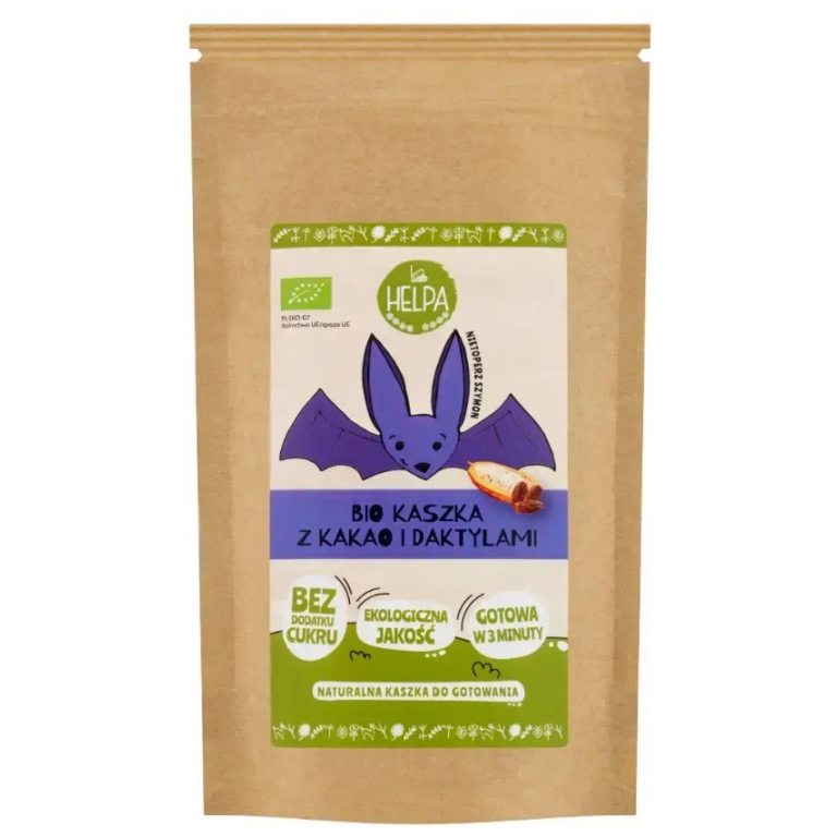 KASZKA ORKISZOWO - OWSIANA Z KAKAO I DAKTYLAMI BEZ DODATKU CUKRÓW BIO 200 g - HELPA