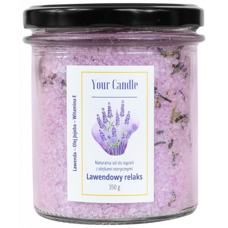 SÓL DO KĄPIELI NATURALNA Z OLEJKAMI ETERYCZNYMI LAWENDOWY RELAKS 350 g - YOUR CANDLE