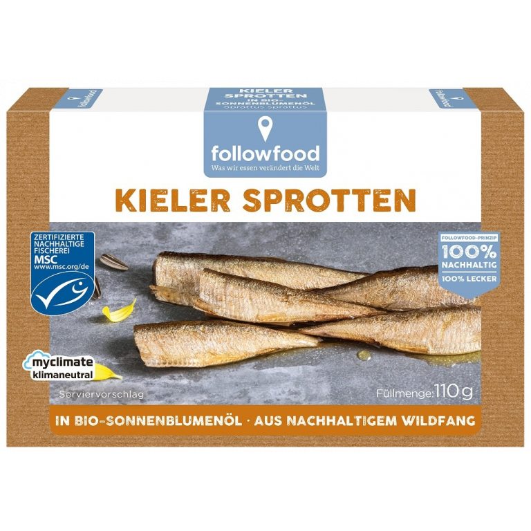 SZPROTY WĘDZONE MSC W BIO OLEJU SŁONECZNIKOWYM 110 g (80 g) - FOLLOWFOOD