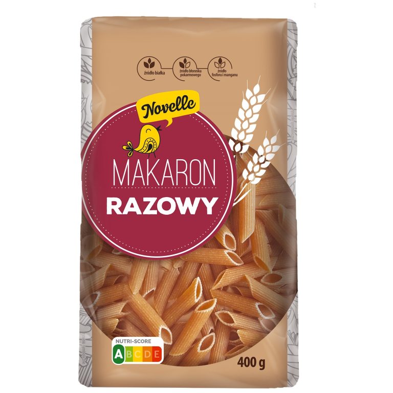 MAKARON (SEMOLINOWY RAZOWY) PENNE 400 g - NOVELLE