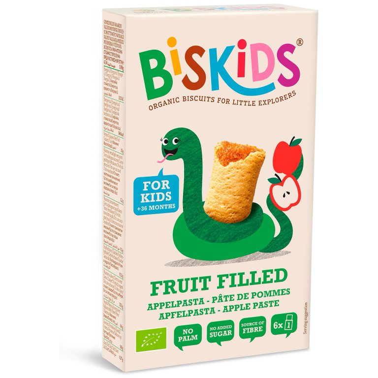CIASTECZKA Z NADZIENIEM JABŁKOWYM OD 3 ROKU BIO 120 g - BISKIDS