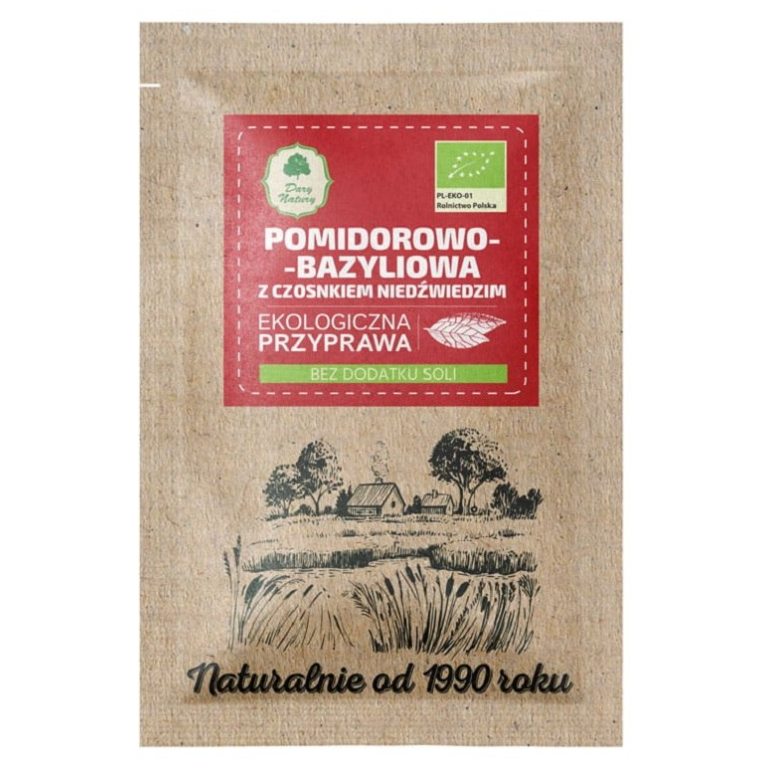 PRZYPRAWA POMIDOROWO - BAZYLIOWA Z CZOSNKIEM NIEDŹWIEDZIM BIO 15 g - DARY NATURY