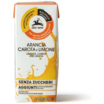 NAPÓJ JABŁKO - POMARAŃCZA - MARCHEW - CYTRYNA BEZ DODATKU CUKRÓW BIO 200 ml - ALCE NERO