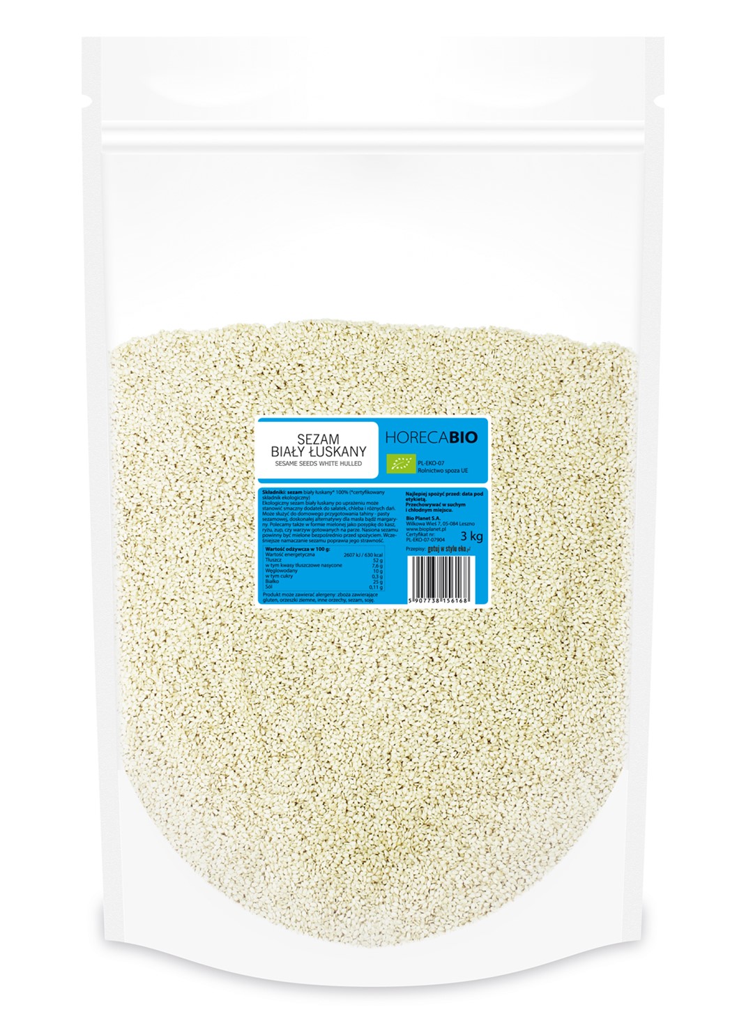 SEZAM BIAŁY ŁUSKANY BIO 3 kg - HORECA (BIO PLANET)