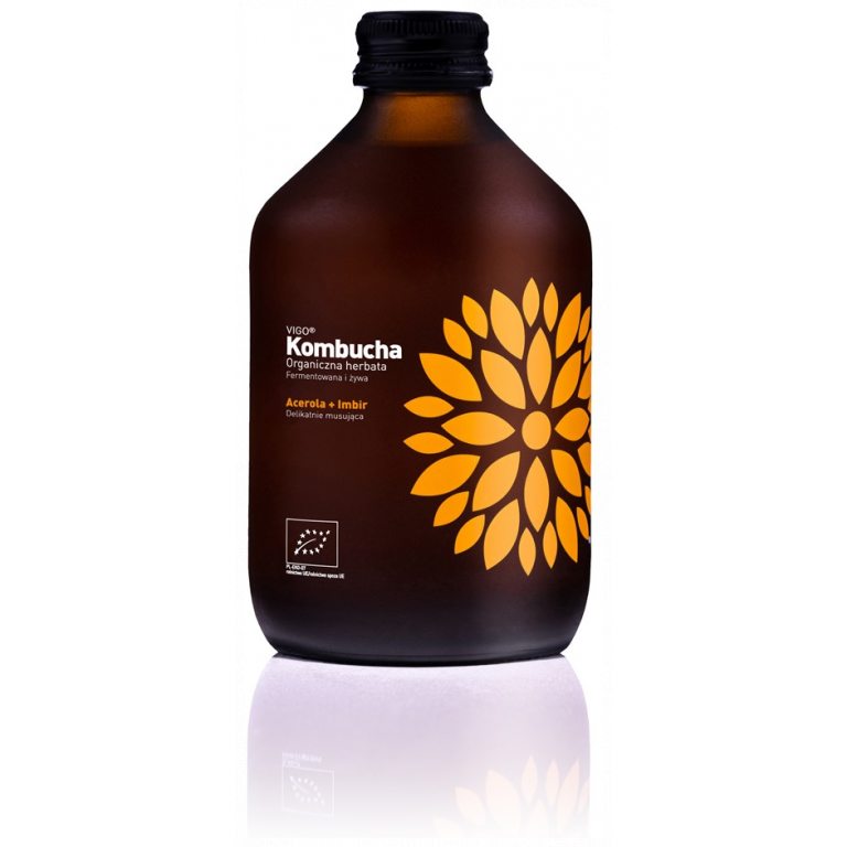 KOMBUCHA Z ACEROLĄ I IMBIREM BEZGLUTENOWA BIO 330 ml - VIGO