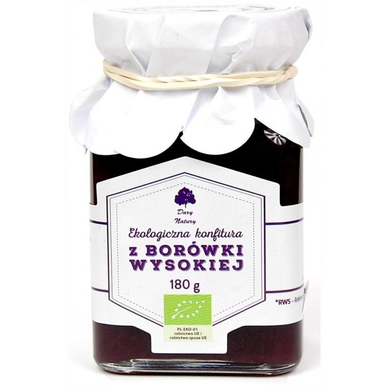 KONFITURA Z BORÓWKI BIO 180 g - DARY NATURY