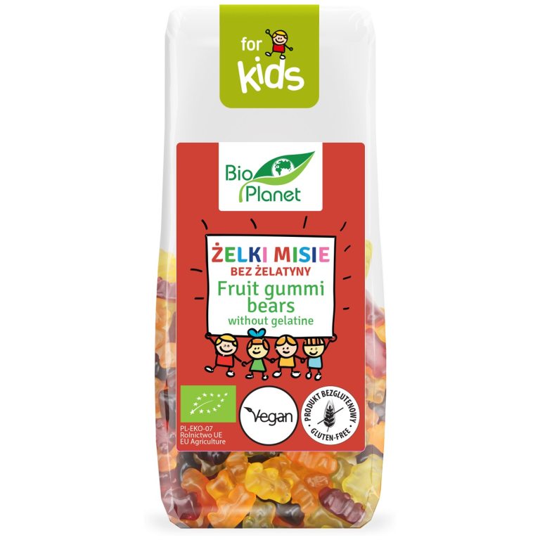ŻELKI MISIE BEZ ŻELATYNY BEZGLUTENOWE BIO 100 g - BIO PLANET