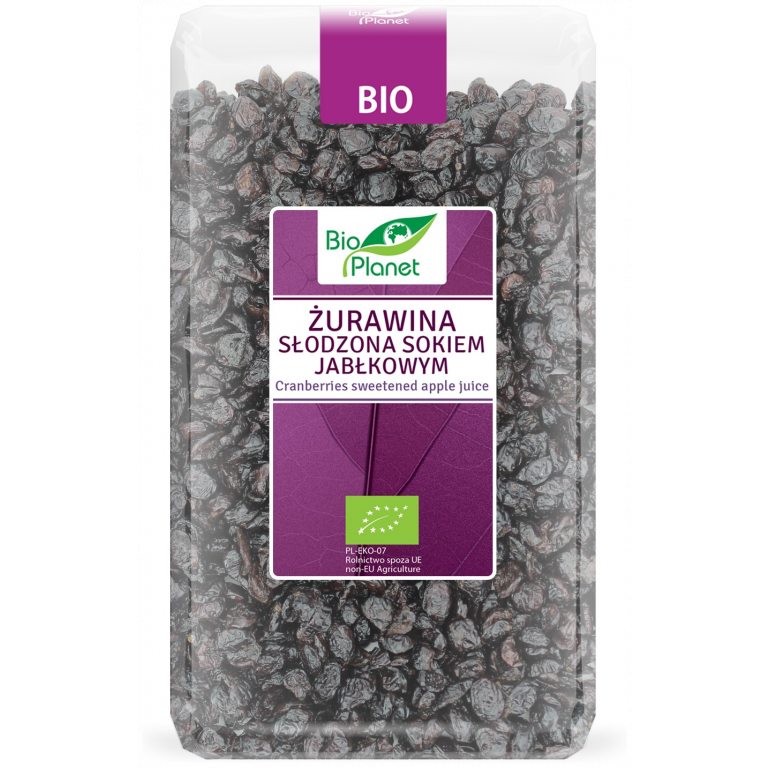 ŻURAWINA SŁODZONA SOKIEM JABŁKOWYM BIO 1 kg - BIO PLANET