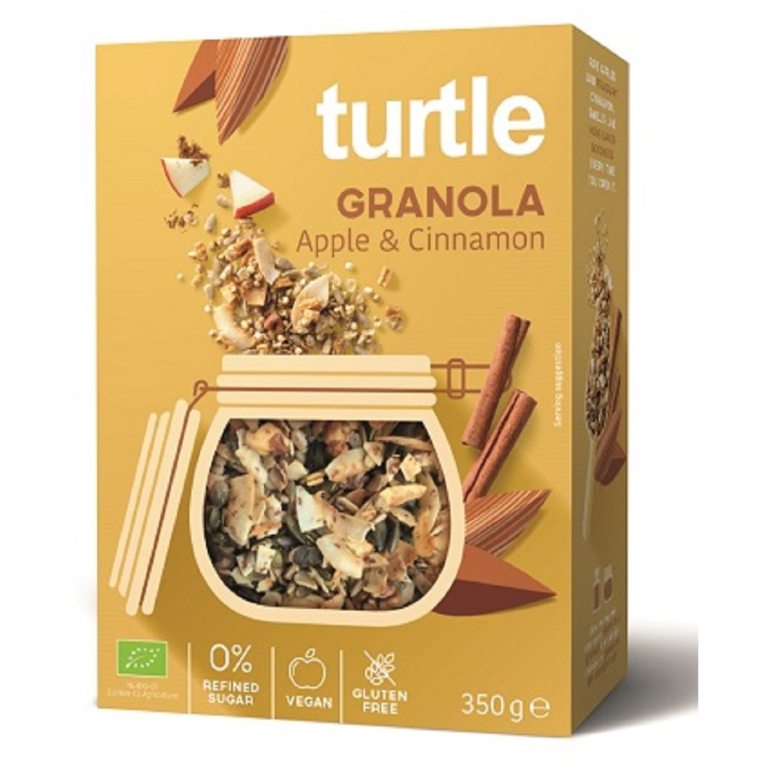 GRANOLA JABŁKO - CYNAMON BEZGLUTENOWA BIO 350 g - TURTLE