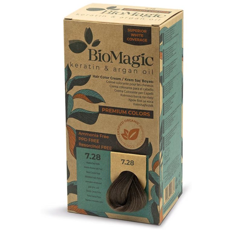 FARBA DO WŁOSÓW POPIELATO PERŁOWY ŚREDNI BLOND (7.28) 170 ml - BIOMAGIC
