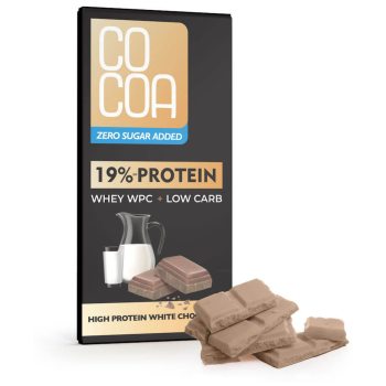 CZEKOLADA BIAŁA PROTEINOWA Z BIAŁKIEM WPC BEZ DODATKU CUKRÓW 65 g - COCOA