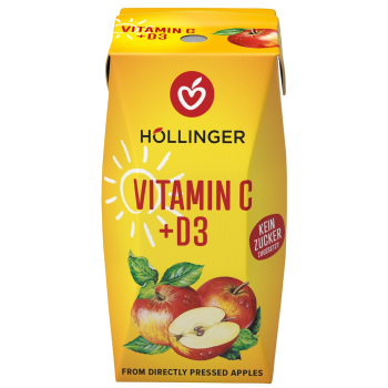 NEKTAR JABŁKOWY Z WITAMINĄ C I D BEZ DODATKU CUKRÓW 200 ml - HOLLINGER