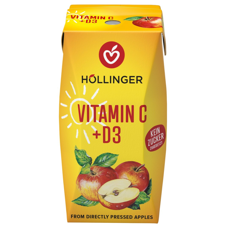 NEKTAR JABŁKOWY Z WITAMINĄ C I D BEZ DODATKU CUKRÓW 200 ml - HOLLINGER
