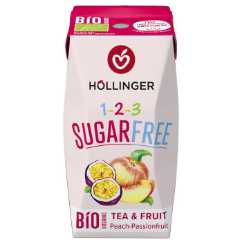 NAPÓJ O SMAKU BRZOSKWINIA - MARAKUJA BEZ CUKRU BIO 200 ml - HOLLINGER