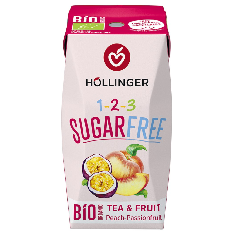NAPÓJ O SMAKU BRZOSKWINIA - MARAKUJA BEZ CUKRU BIO 200 ml - HOLLINGER